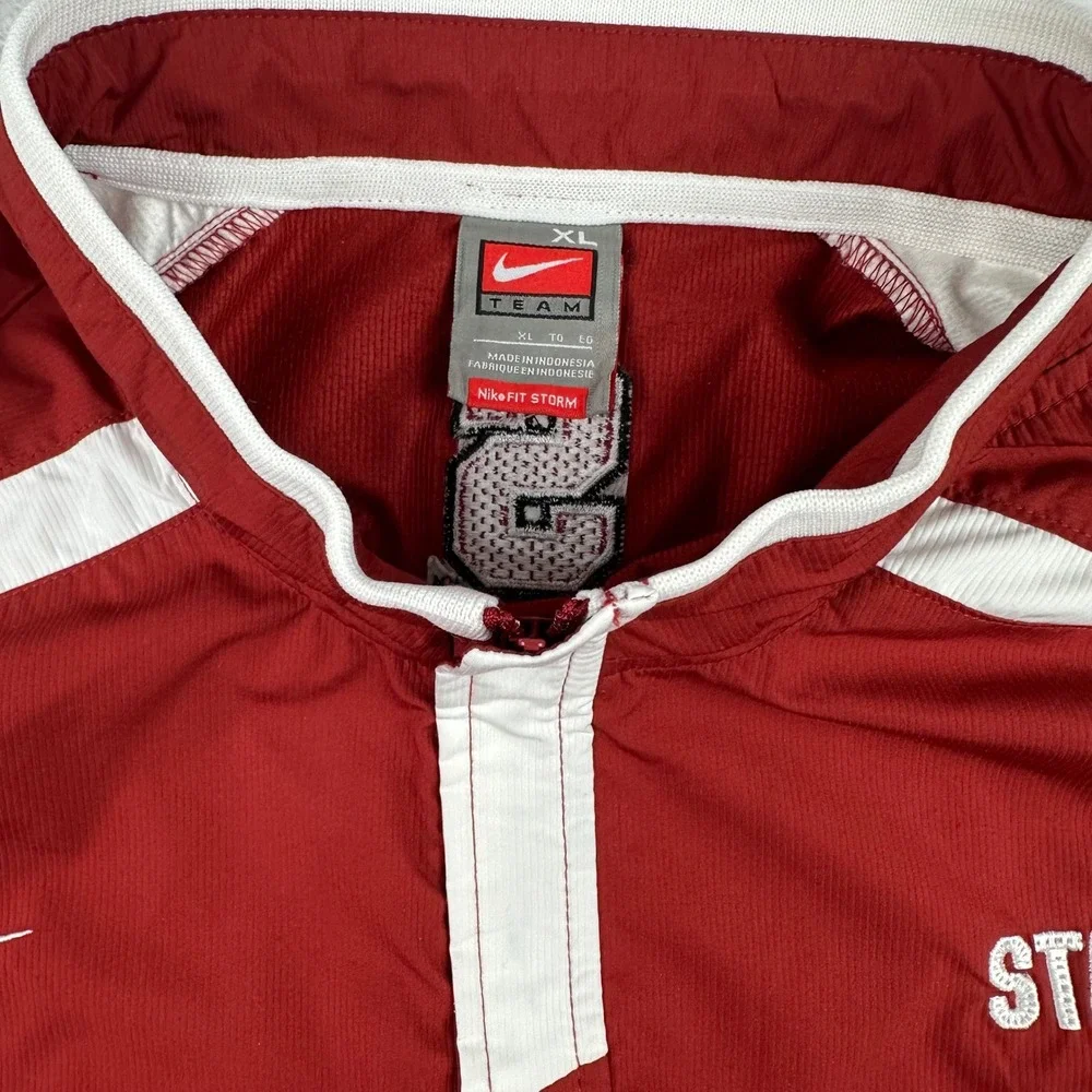 Nike Team Stanford University 1/4 Zip Windbreaker Mens XL Red Storm Fit NikeFIT